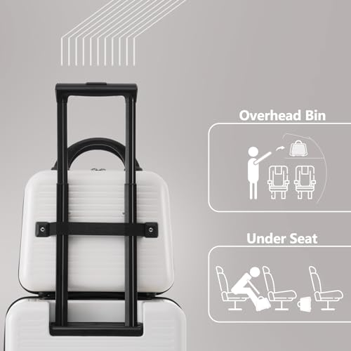 Carry-On Luggage 20 Inch Front Open Luggage Grace Expandable Carry On Luggage Hardside Carry On Suitcase With Wheels Tsa Lock And Usb Port Small Suitcase With Portable Carrying Case (White)