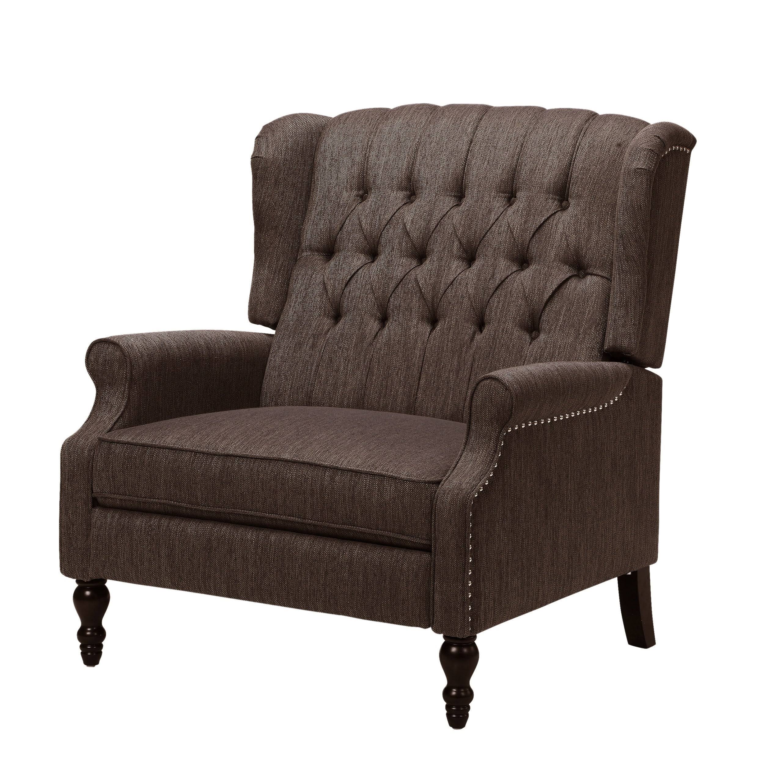 Apaloosa Oversized Tufted Wingback Fabric Push Back Recliner by Christopher Knight Home (Brown + Dark Brown)