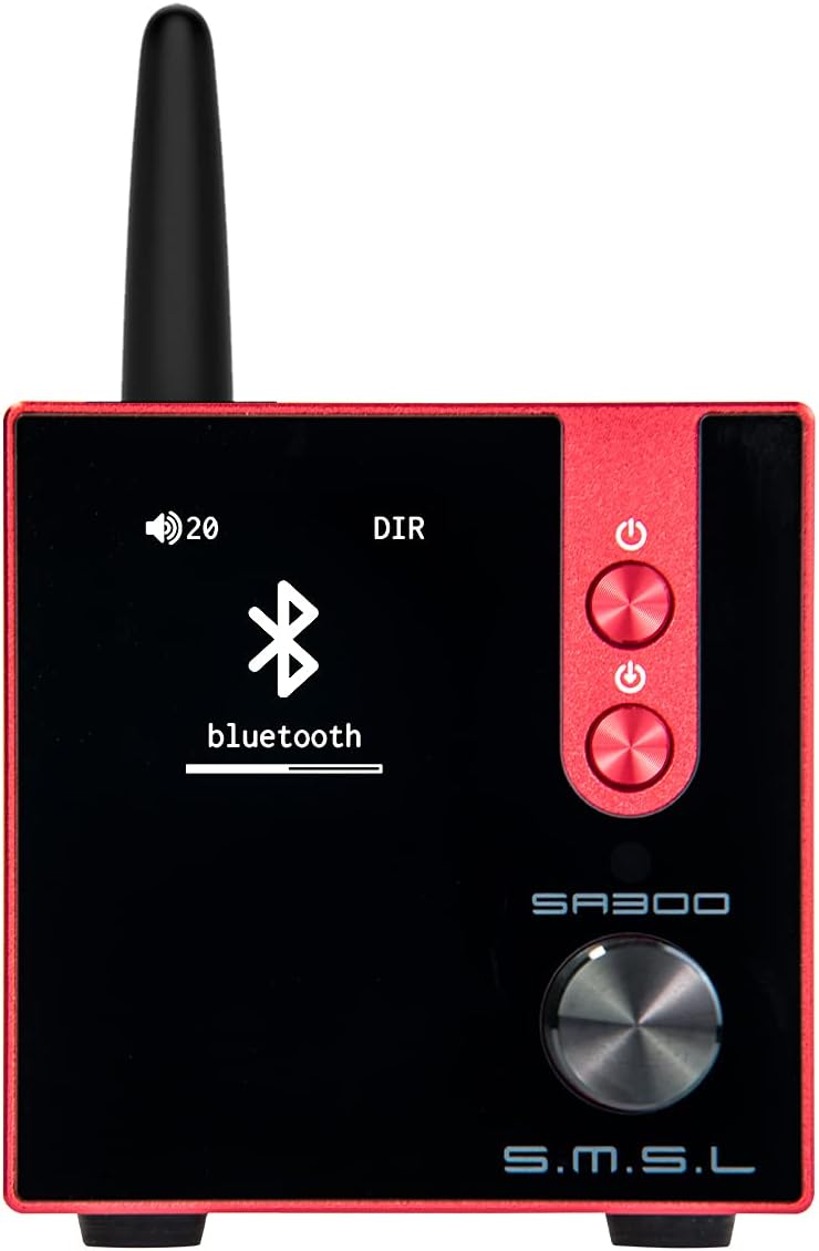 S.M.S.L SA300 HiFi Digital Amplifier, Infineon's MA12070 Chip Class D Power Amp, RCA USB Bluetooth 5.0 APTX Input, Multiple EQ Modes with Remote Control (Black)