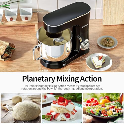 COOKLEE Stand Mixer, 9.5 Qt. 660W Electric Kitchen Mixer with Dishwasher-Safe Dough Hooks, Flat Beaters, Wire Whip & Pouring Shield Attachments for Most Home Cooks, Silver