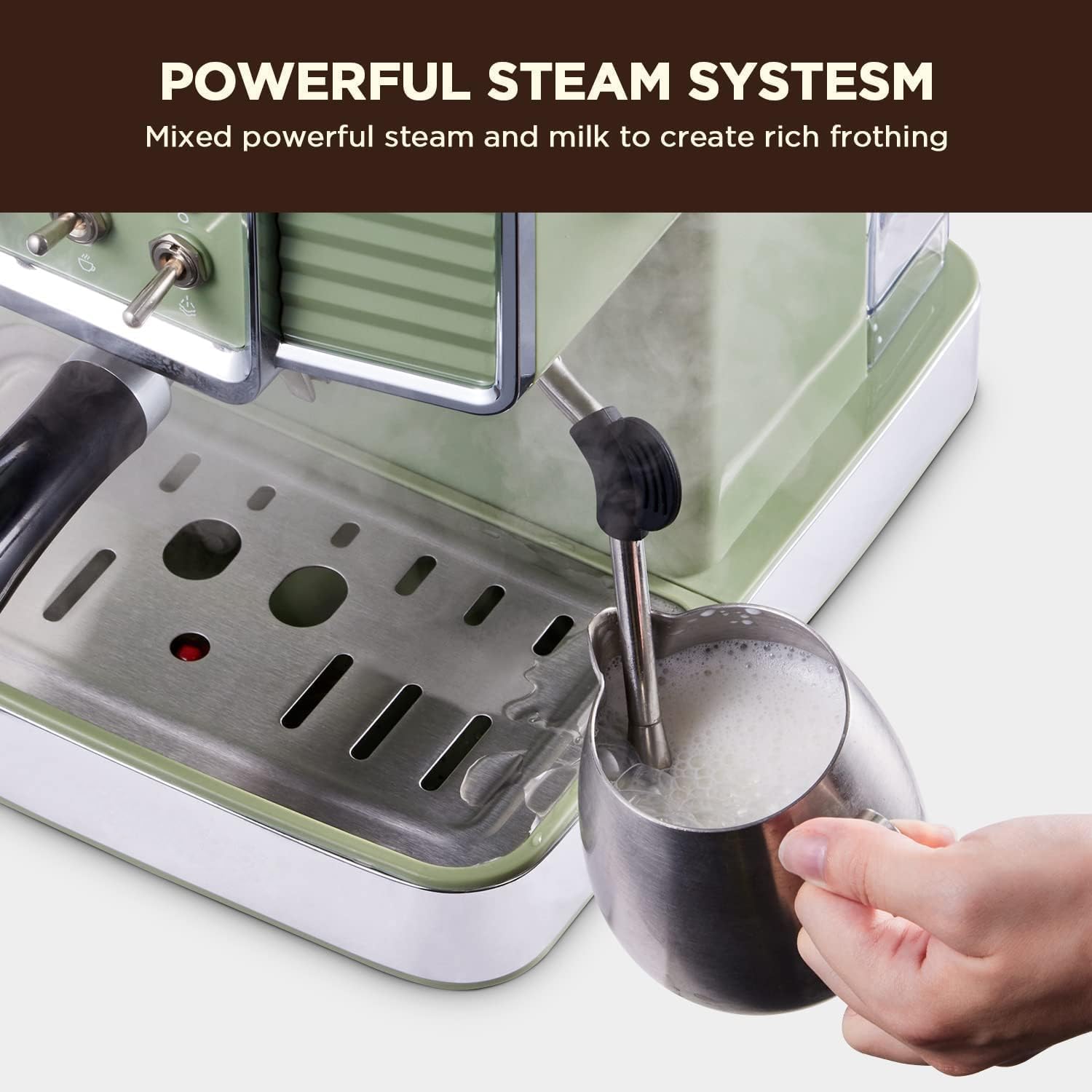 Simple Deluxe 15 Bar Espresso Coffee Machine with Milk Frother Steam Wand, 1350W Professional Coffee Maker, 54 Oz Removable Water Tank Espresso Maker, For Home Barista