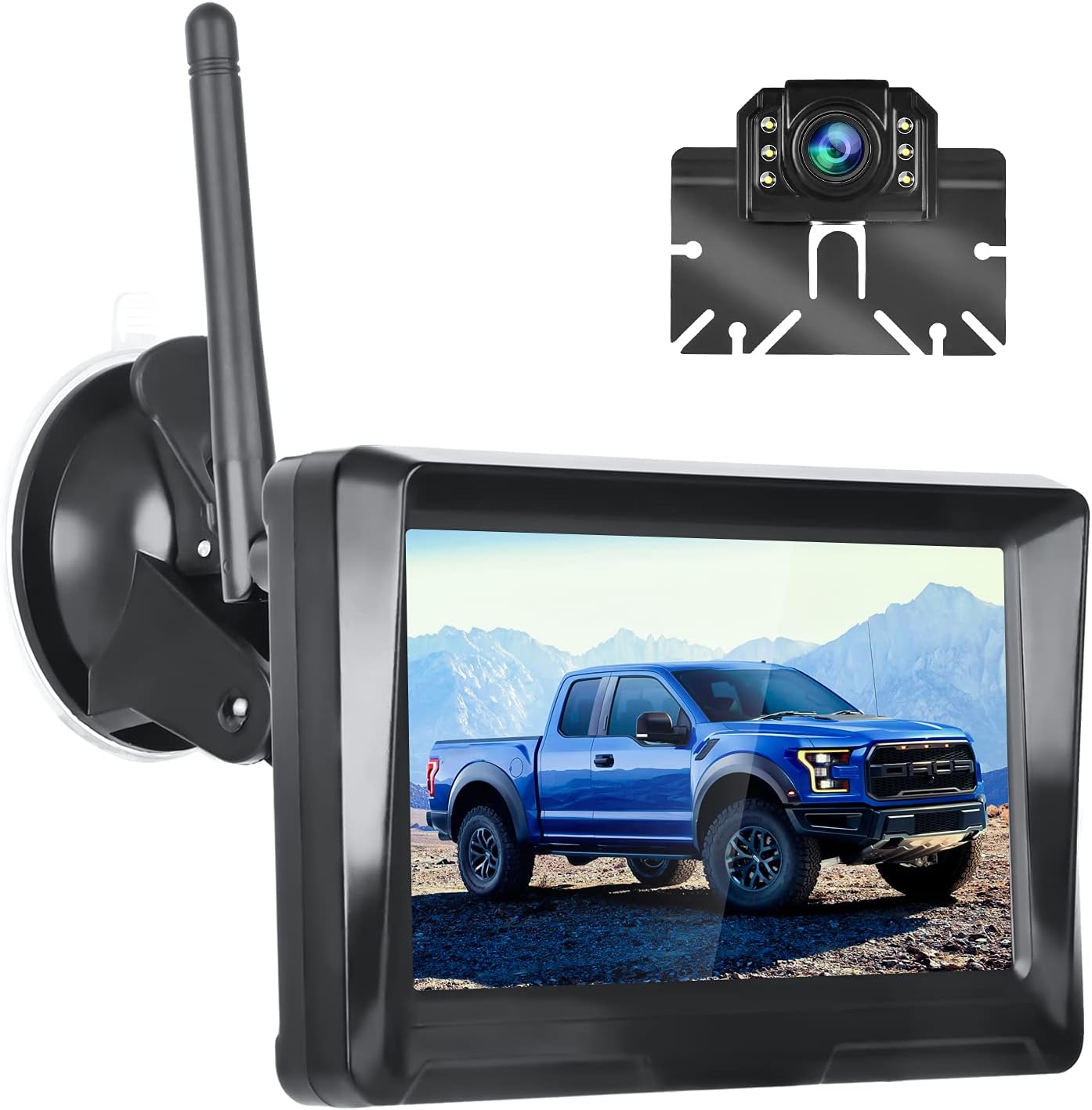 5 Inch Digital Wireless Backup Camera LCD Monitor Kit 1080P HD Waterproof Super Night Vision Wide Viewing Angle Rear View Camera Stable Wireless Signal Easy Installation for Trucks, Camper, Car, SUV