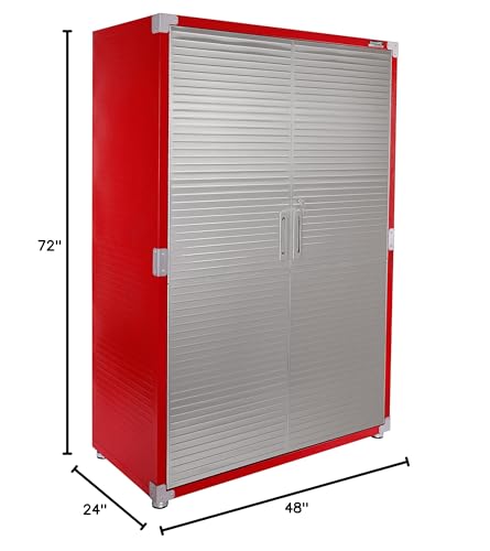 Seville Classics UltraHD Solid Steel Lockable Metal Storage Cabinet Locker Organizer, w/Adjustable Shelves for Garage, Warehouse, Office, Classroom, Granite, 48" W x 24" D x 72" H