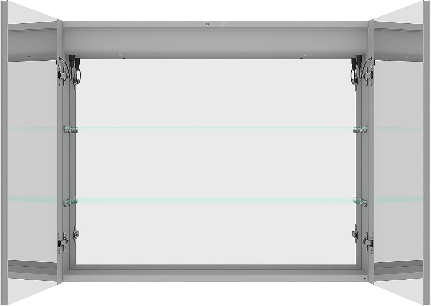 36 x 30 inch Medicine Cabinet with LED Vanity Mirror, Anti-Fog, Recessed or Surface Mount, Waterproof, Dimmable, Aluminum 3000K~6000K Lighted Double Door Bathroom Cabinet with Touch Switch