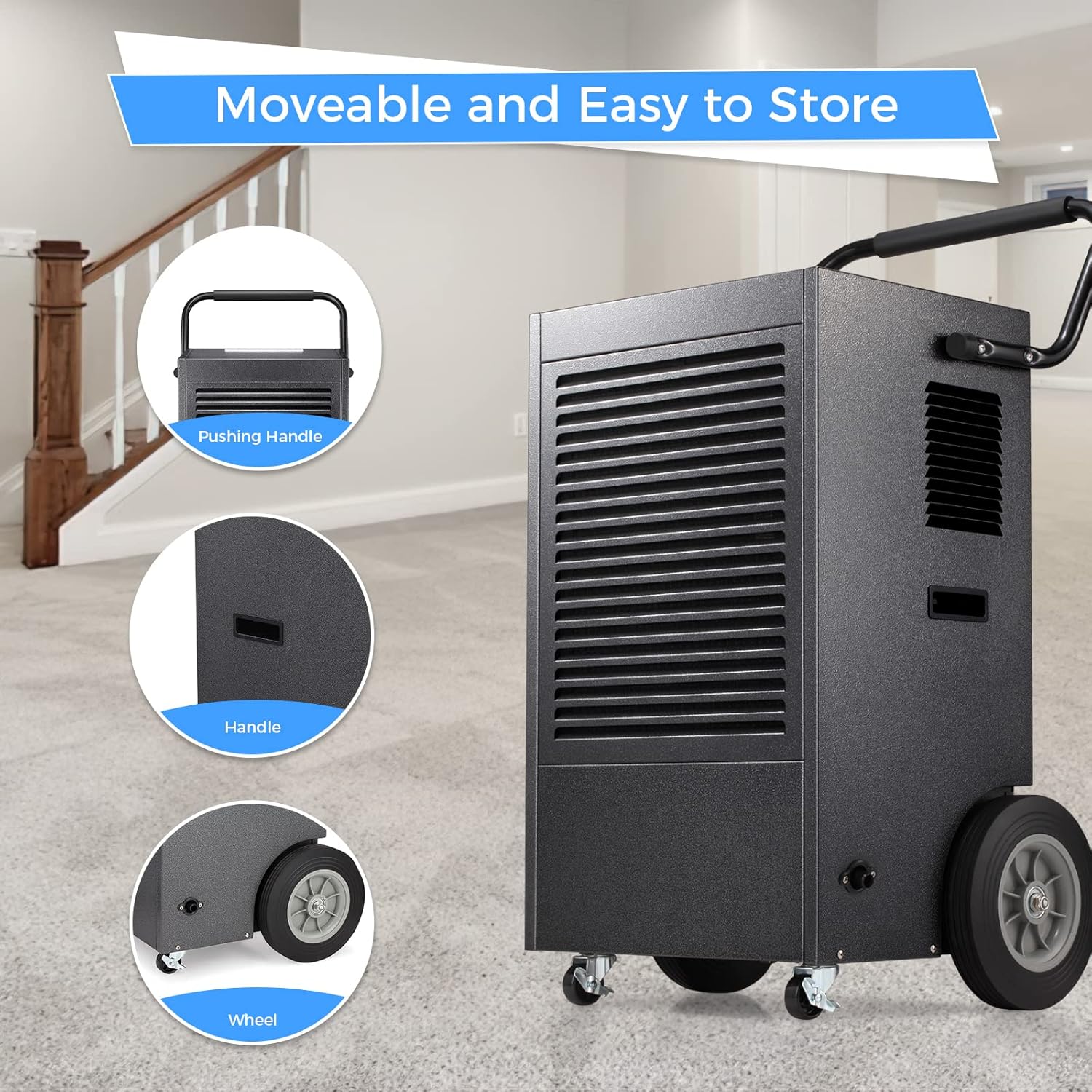 Antarctic Star Dehumidifier 190 Pint Drainage, Air Filters, Removable, Auto Defrosting Low noise Energy saving LED display Timer Suitable for Basements, Garage, Living Room, Bathroom and Office