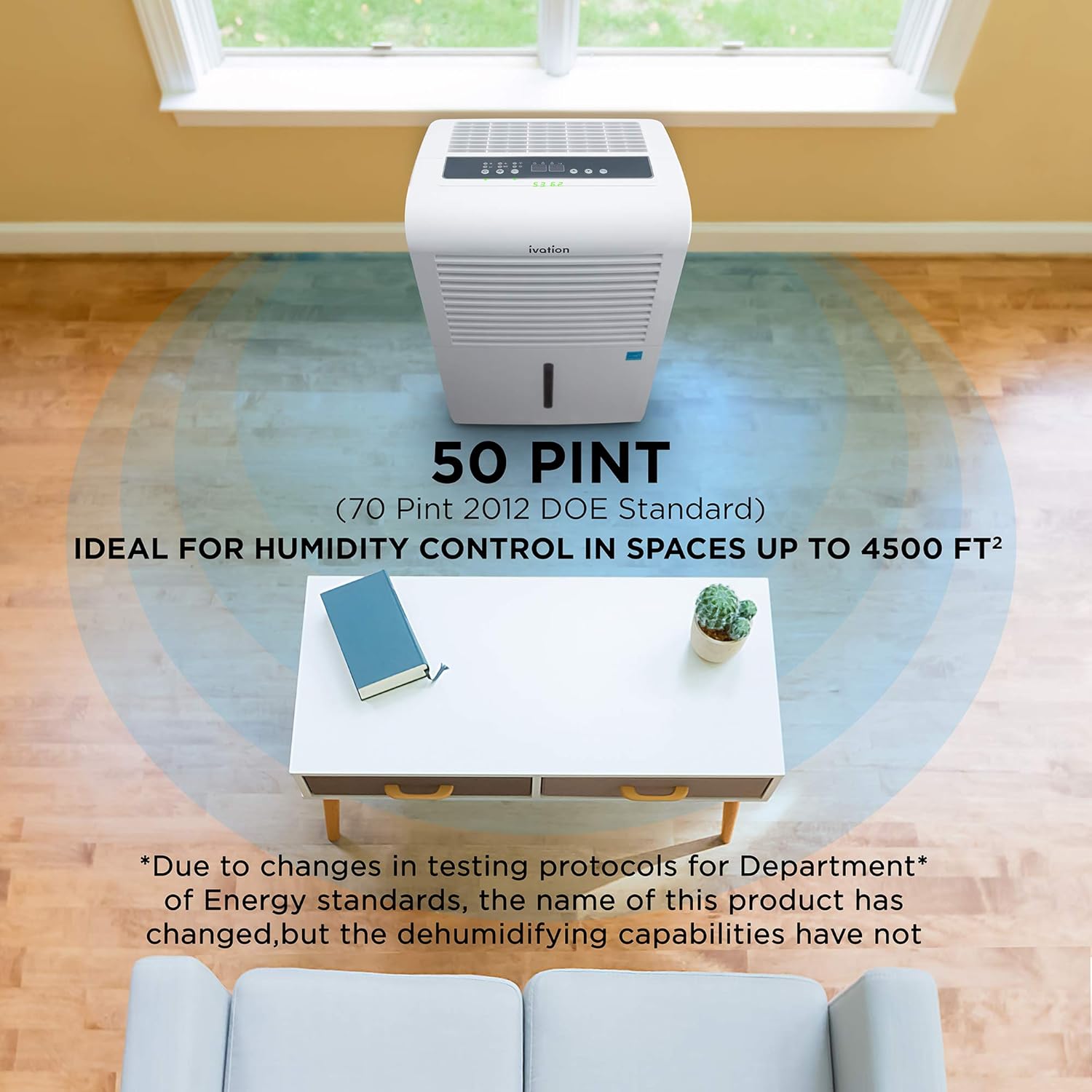 Ivation 4,500 Sq Ft Energy Star Dehumidifier with Pump, Large Capacity Compressor Includes Programmable Humidity, Hose Connector, Auto Shutoff and Restart and Washable Filter (4,500 Sq Ft W/ Pump)