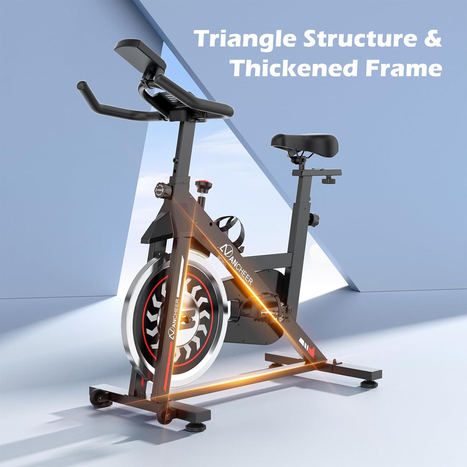 ANCHEER Stationary Bikes for Home, Exercise Bike , Spin Bike with LCD Monitor with Pulse iPad Holder Heavy Flywheel Silent and Smooth Belt Driven Reduce Pressure on the Knee Joints Cardio Workout for Home Gym