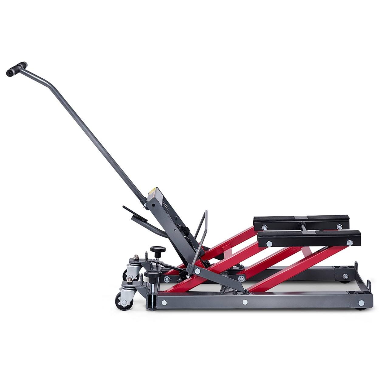 Costway Motorcycle ATV Jack Lift Stand Quad Dirt Street Bike Hoist 1500 lbs Black\Red