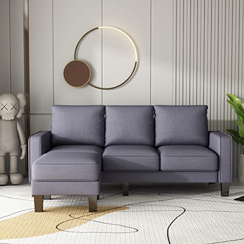 Sofa Couch with Seats Storage-Comfy Upholstered 3 Seater Sofa, Solid Wood Leg, Ultra Thick Cushion, Compact Small Space Furniture, Living Room, Office, Apartment, Beige