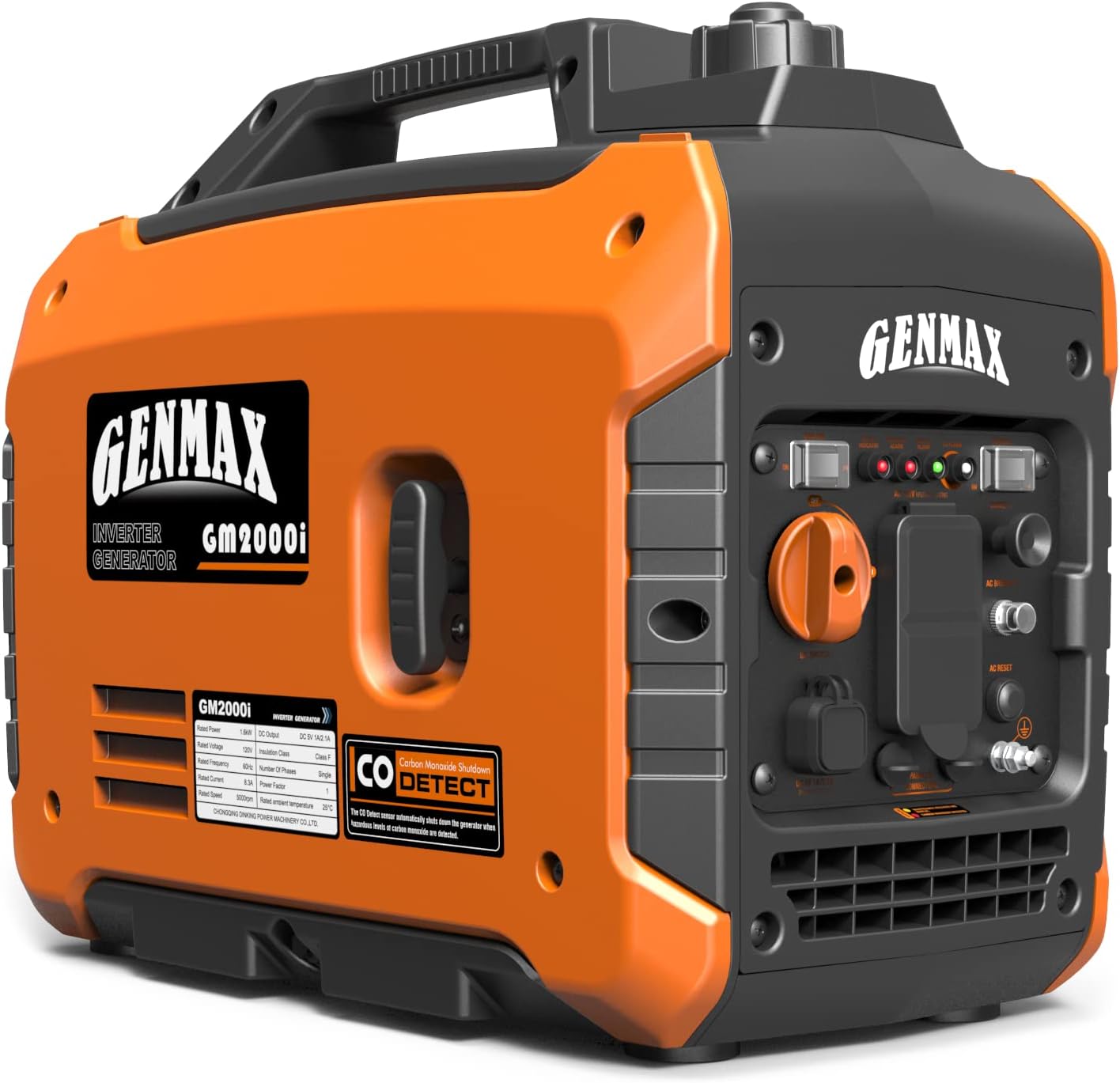 GENMAX Quiet Power Series Inverter Generator，Gas Powered, EPA Compliant, Eco-Mode Feature, Ultra Lightweight for Backup Home Use & Camping (GM5500i)
