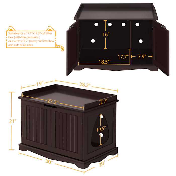 Topeakmart Decorative Espresso Furniture Hidden Washroom Cat Litter Box - Pet Supplies online store