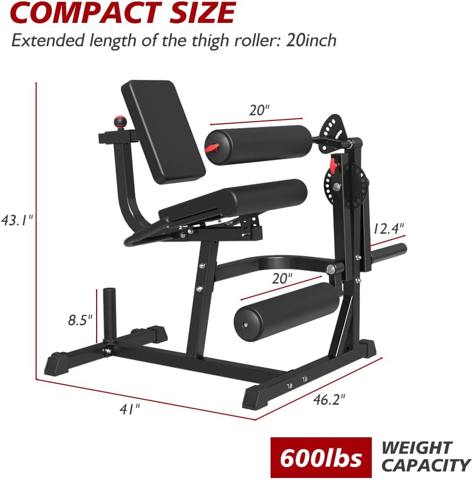 Seated Leg Extension and Curl Machine, Adjustable Plate Loaded Leg Rotary Extension Machine, Lower Body Special Leg Exercise Bench for Thigh, 600LBS Home Gym Leg Workout Machine