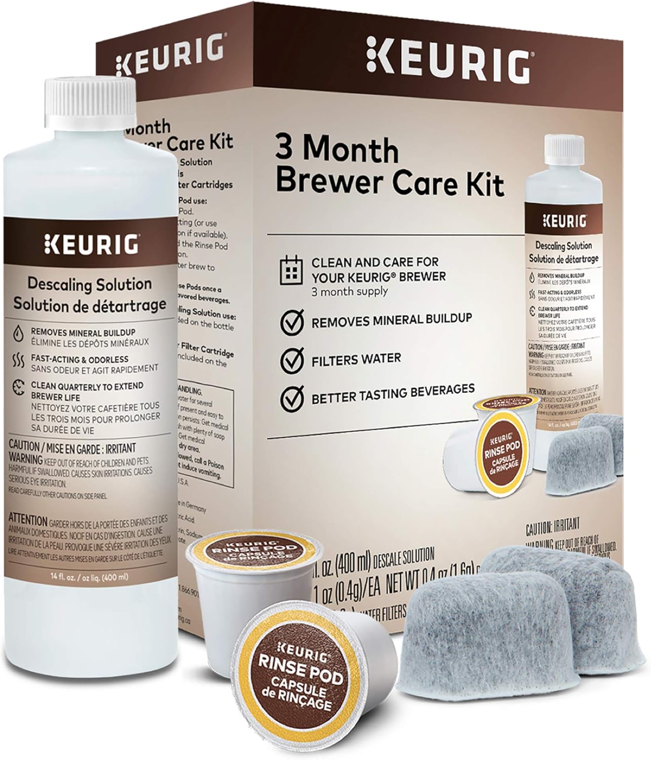 Keurig K-Elite Coffee Maker, Single Serve K-Cup Pod Coffee Brewer, With Iced Coffee Capability & 3-Month Brewer Maintenance Kit Includes Descaling Solution, Water Filter Cartridges & Rinse Pods