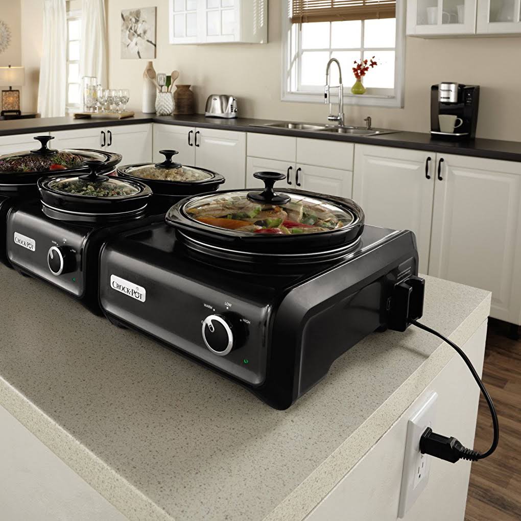 Crock-pot 2 PC Hook Up Connectable 2 qt Roundu0026 5 qt Oval Black SCCPMDPK25-CH