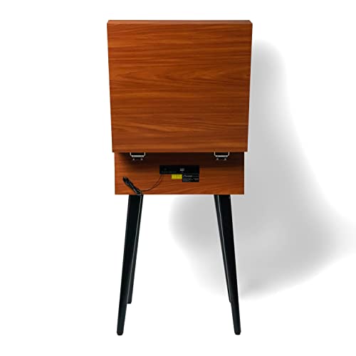 VICTOR Newbury 8-in-1 Turntable Music Center with 3-Speed Record Player, CD/MP3 Player, FM Radio, Dual Bluetooth In & Out, USB Playback & Record, Built-In Stereo Speakers & Chair Height Legs, Espresso