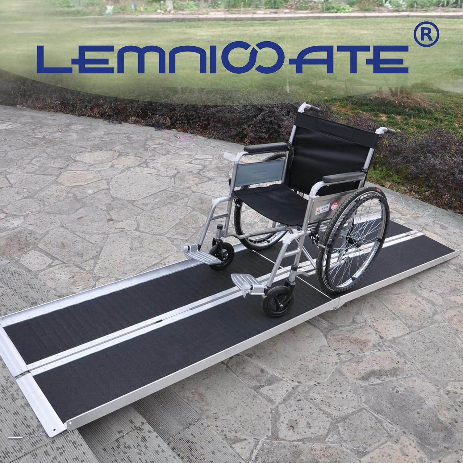 LEMNISCATE Wheelchair Ramp 6FT, Portable Wheelchair Ramp for Home, Lightweight Aluminum Ramp for Steps, Non-Skid Threshold Ramp for Doorways, Curbs, Foldable Mobility Scooter Ramp