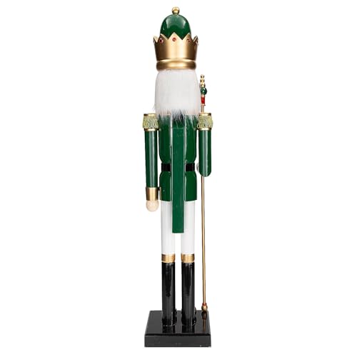 Fun Express 3 Ft. Large Classic Green Wooden Holiday Nutcracker with Scepter, Festive Christmas Decoration