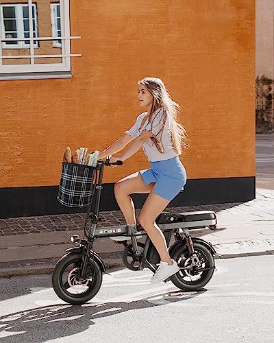 ENGWE T14 Mini Electric Bike for Adults Teens, 14" City Commuter Folding Ebike, 600W Motor 48V 10AH Battery Range 37Mile 20MPH Electric Bicycles Shock Absorptions Ebikes