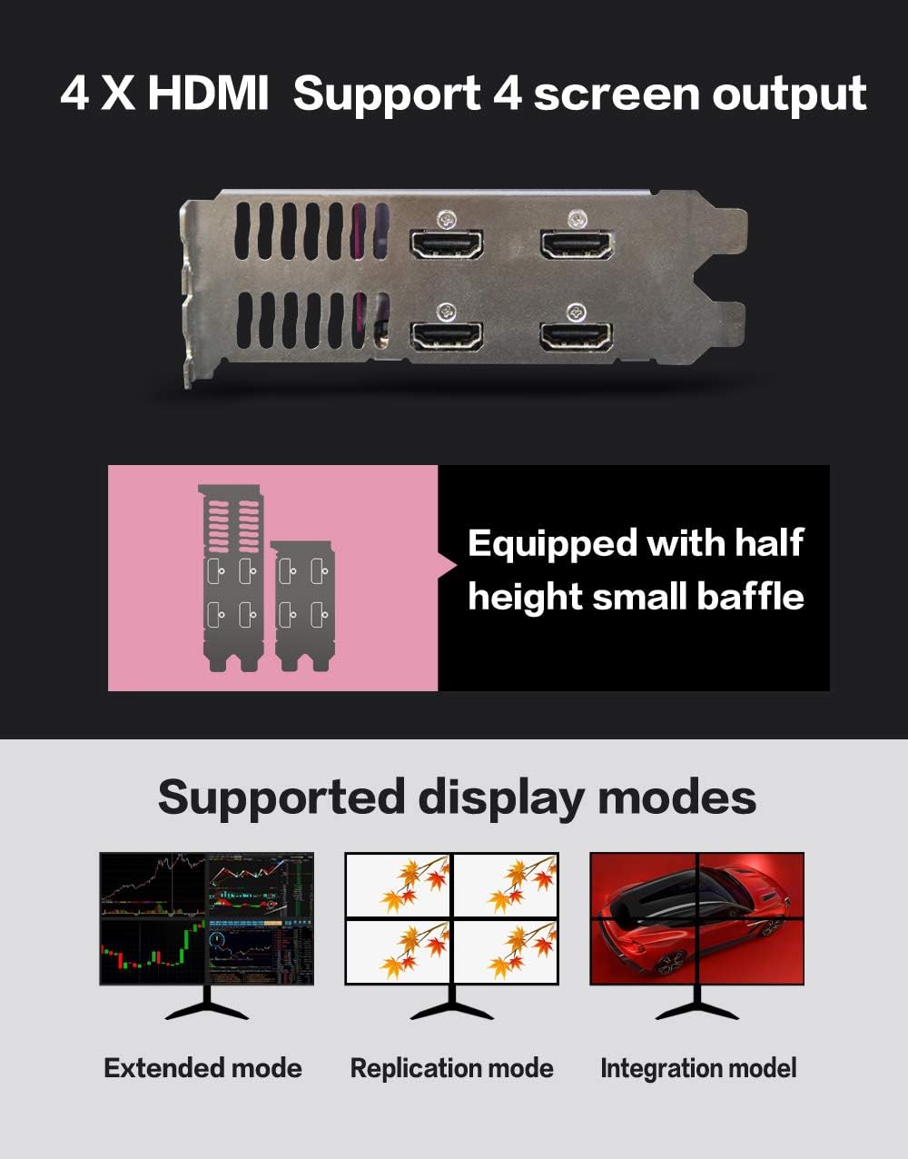 Yeston Radeon RX 550 Graphics Card, 4GB 128-Bit GDDR5 6000MHz 4 HDMI Screen Split Screen GPU Desktop Video Gaming Graphics Cards