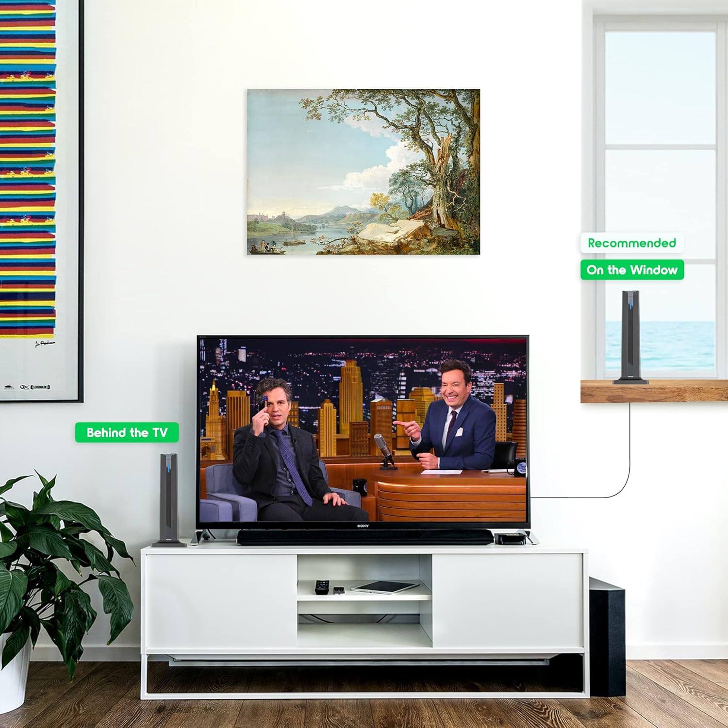 [2022 Model] Digital Amplified Indoor Tv Antenna – Powerful Best Amplifier Signal Booster 270+ Miles Range Support 4K Full HD Smart and Older Tvs with 9.8ft Coaxial Cable, Unique Tv Accessories Pack of 2