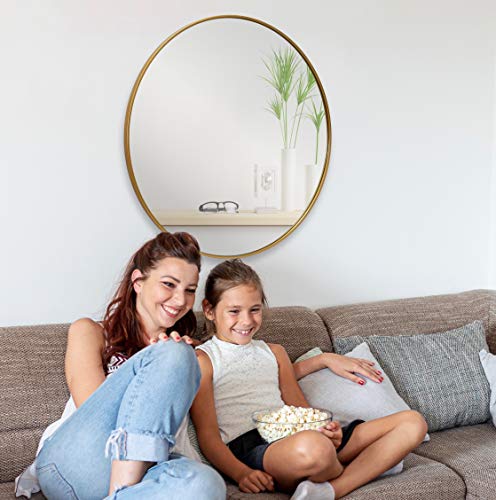 Gold Circle Wall Mirror 36 Inch Round Wall Mirror for Entryways, Washrooms, Living Rooms and More (Gold, 36")