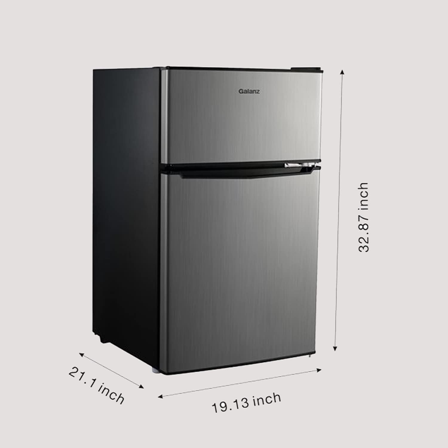 Energy-Saving Efficiency 3.1 Cu ft Mini Fridge with Freezer, Stainless