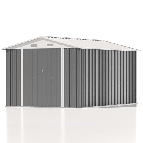 Patiowell 3 x 3 FT Outdoor Storage Shed,Small Garden Tool Storage Shed with Sloping Roof and Single Lockable Door, Outdoor Shed for Backyard Garden Patio Lawn, Grey