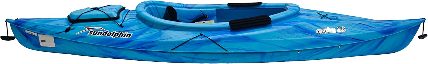 Aruba 10 SS Sit in Kayak, 1 Person Fishing Kayak for Adults, Lightweight Recreational Kayak 1 Paddle, Carries Weight Up to 250 lbs (Ocean Berry-10ft)
