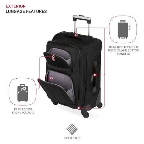 SwissGear Sion Softside Expandable Luggage, Black, Checked-Large 29-Inch