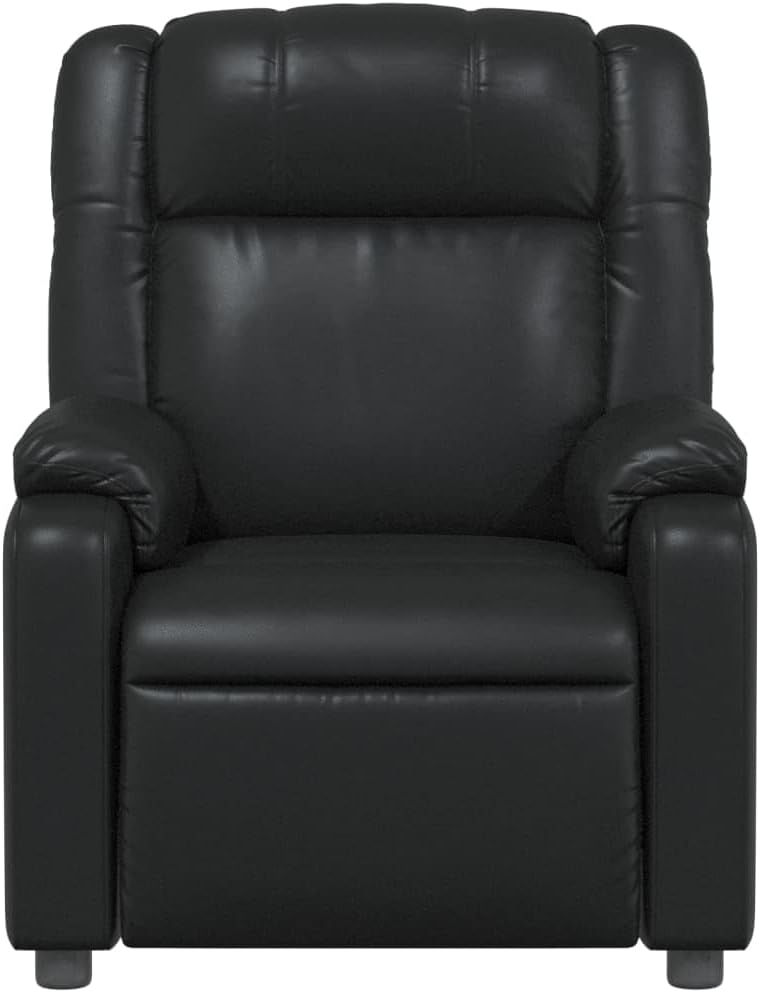 vidaXL Black Faux Leather Massage Recliner Chair - Manual Recline, USB Vibration Massage, Padded Comfort for Living Room or Office