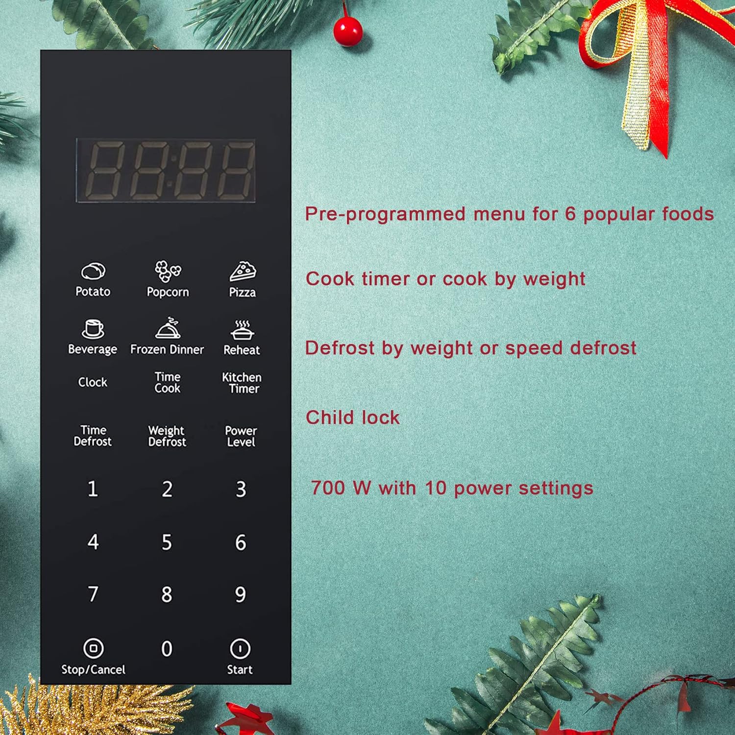 SMETA Small Microwave Countertop Microwave Oven Compact 0.7 Cu. Ft/700W for RV Dorm, 10 Power Levels, Black Smallest Portable Microwave, Child Safety Lock