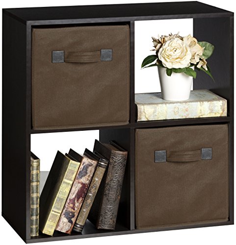 OneSpace 4-Cube Shelf Organizer, Cube Bookcase for Home or Office, Black