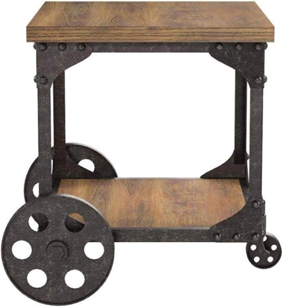 Coaster Home Furnishings End Table with Casters Rustic Brown