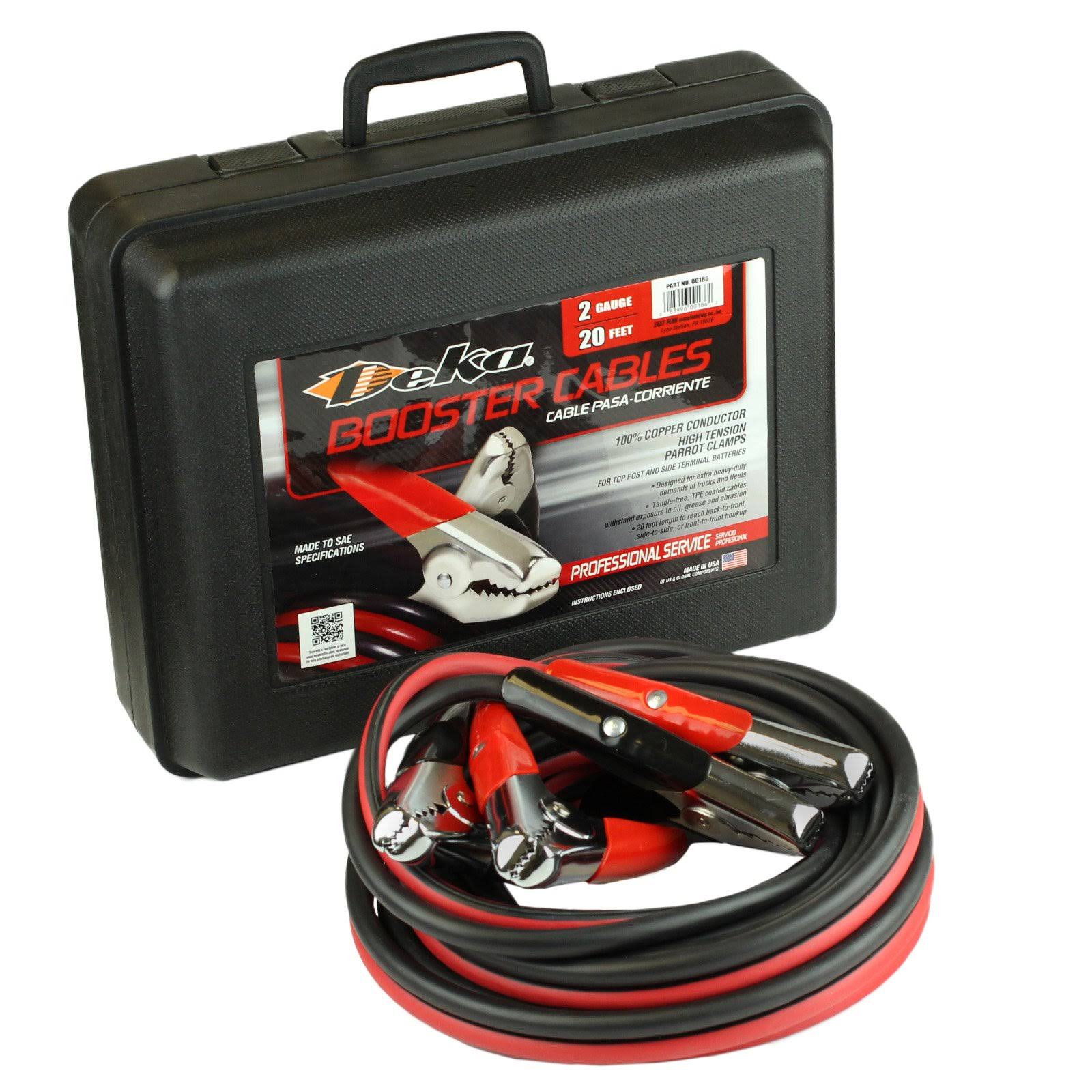 Deka USA-Made 2 Gauge 20 Foot Booster Cables with Case