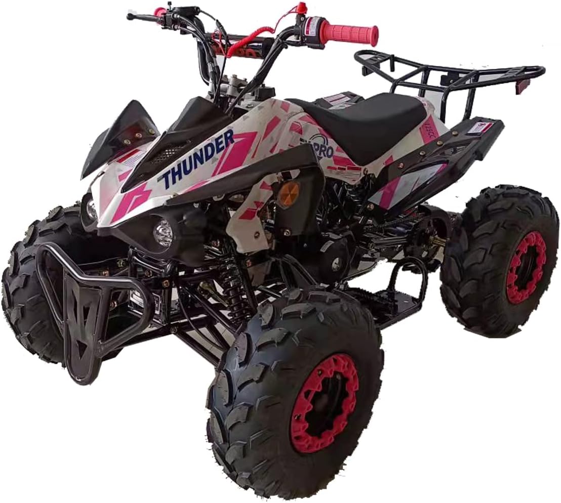 X-PRO Thunder 125 125cc ATV Quad Youth 4 wheeler ATVs Quads Big 19"/18" Tires，Pink