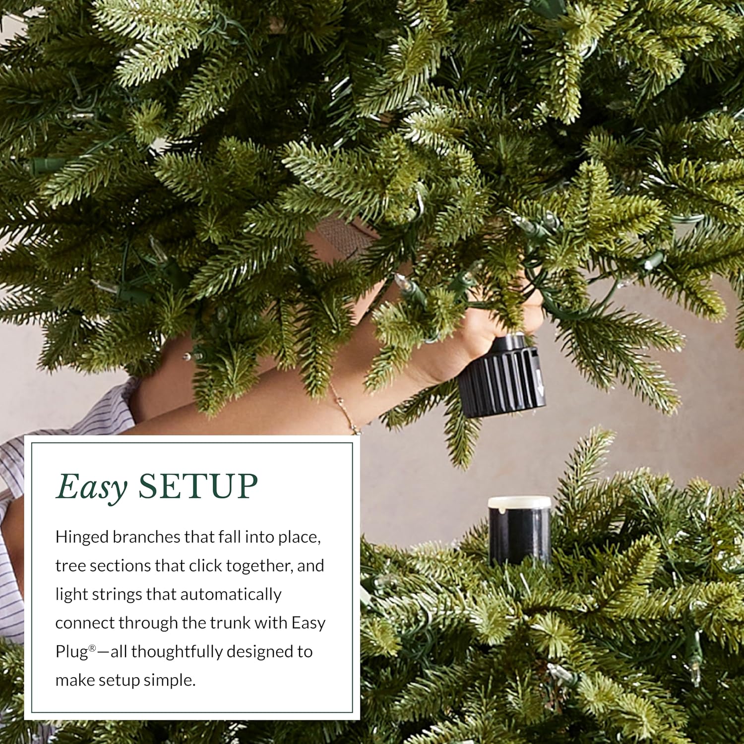 Balsam Hill 7.5ft Pre-Lit Classic Blue Spruce - Artificial Christmas Tree with 1000 Clear Incandescent Lights, Easy Plug Technology, Premium Stand for Indoor Holiday Decorating
