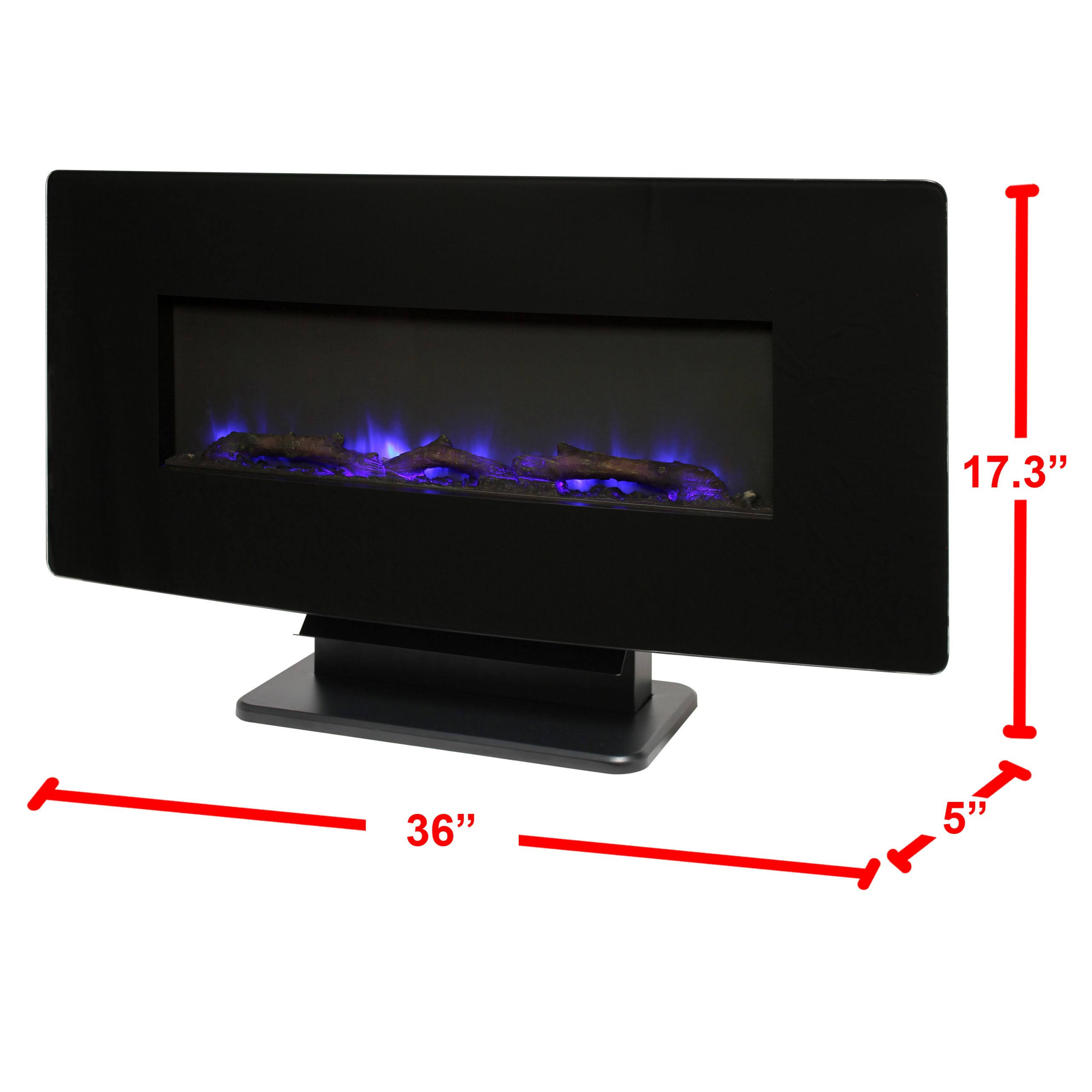Muskoka 36 in. Curved Front Wall Mount Fireplace, Black Glass