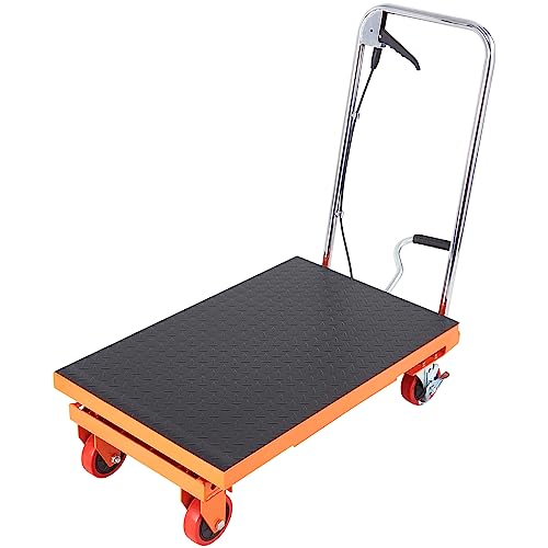 VEVOR Electric Lift Table, 330 lbs Capacity Single Scissor Lift Table, 8-28 in Height Adjustable Lifting Platform, Coffee Table Lift with 4 Wheels, for Material Handling and Transportation, Black