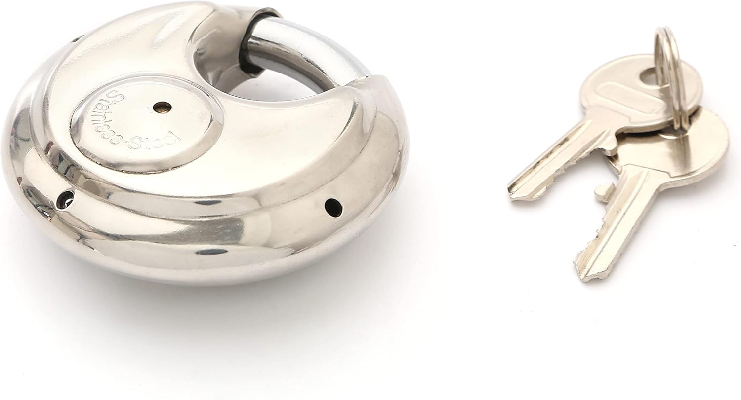 24 Pack Wholesale Lot DISC PADLOCK 80mm Steel Armor Storage Trailer Round lock- Stainless Steel Lock Pack of 2