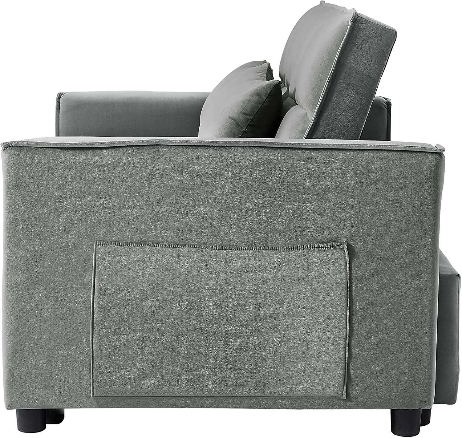 Eafurn 3 in 1 Multi-Functional Convertible Sleeper Sofa Bed, Modern Futon Loveseat Pull Out Couch with Reclining Adjustable Backrest & Side Pockets for Apartment Living Room Bedroom, Grey 55.2"
