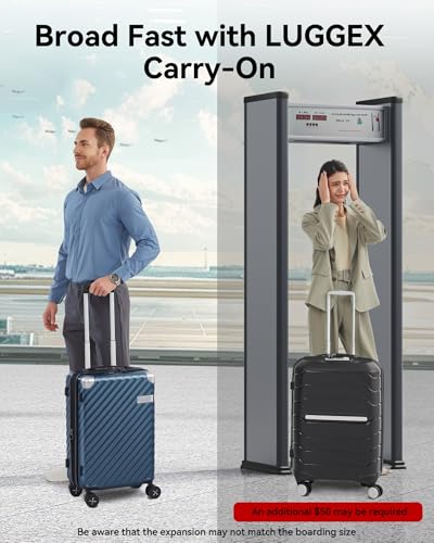 LUGGEX 3 Piece Luggage Sets with Spinner Wheels - 100% Polycarbonate Expandable Hard Suitcases with Wheels - Travel Luggage TSA Approve (Black, 20/24/28)