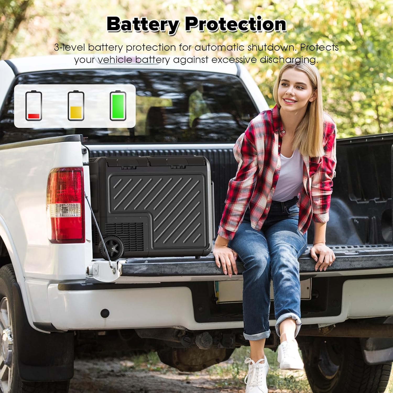 12 Volt Car Refrigerator, 48 Quart (45L) Dual Zone Electric Cooler -8°F-68°F, Compressor Portable Freezer with 12/24V DC 100/240V AC for Vehicles, Camping, Travel and Home Use