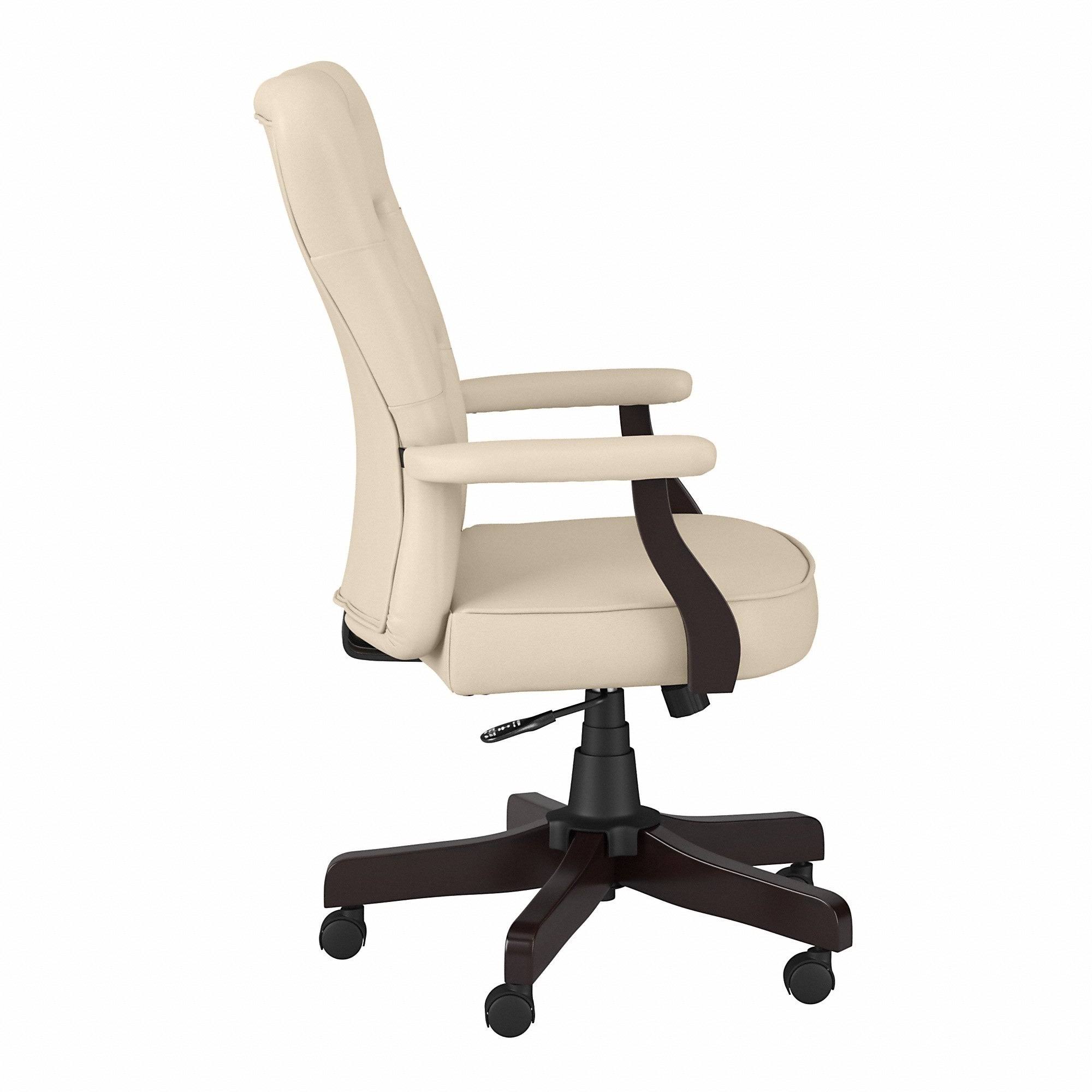 Bush Business Furniture Arden Lane High Back Tufted Office Chair with Arms - Antique White Leather