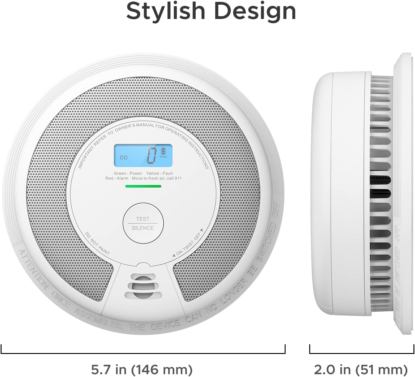 X-Sense 10-Year Battery Combination Smoke Carbon Monoxide Alarm Detector with Large LCD Display