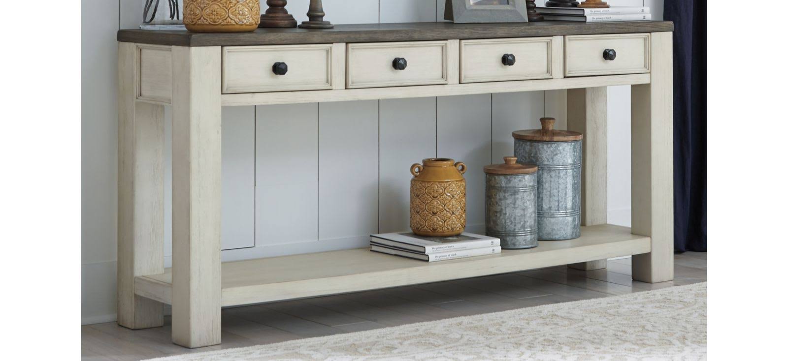 Signature Design by Ashley Bolanburg Brown/White Sofa Table