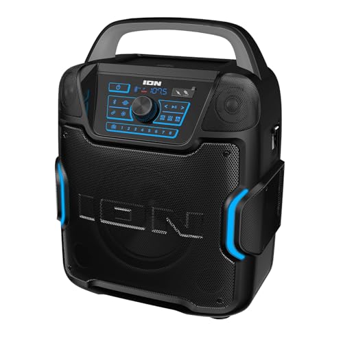 ION Block Rocker - Portable Bluetooth Outdoor Party Speaker with Karaoke Microphone, Battery, 4 Speakers, Radio, USB Port, App, Water-Resistant, 120W