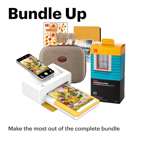 KODAK Dock Plus 4PASS Instant Photo Printer, 4x6 inches, 90 Sheets Bundle