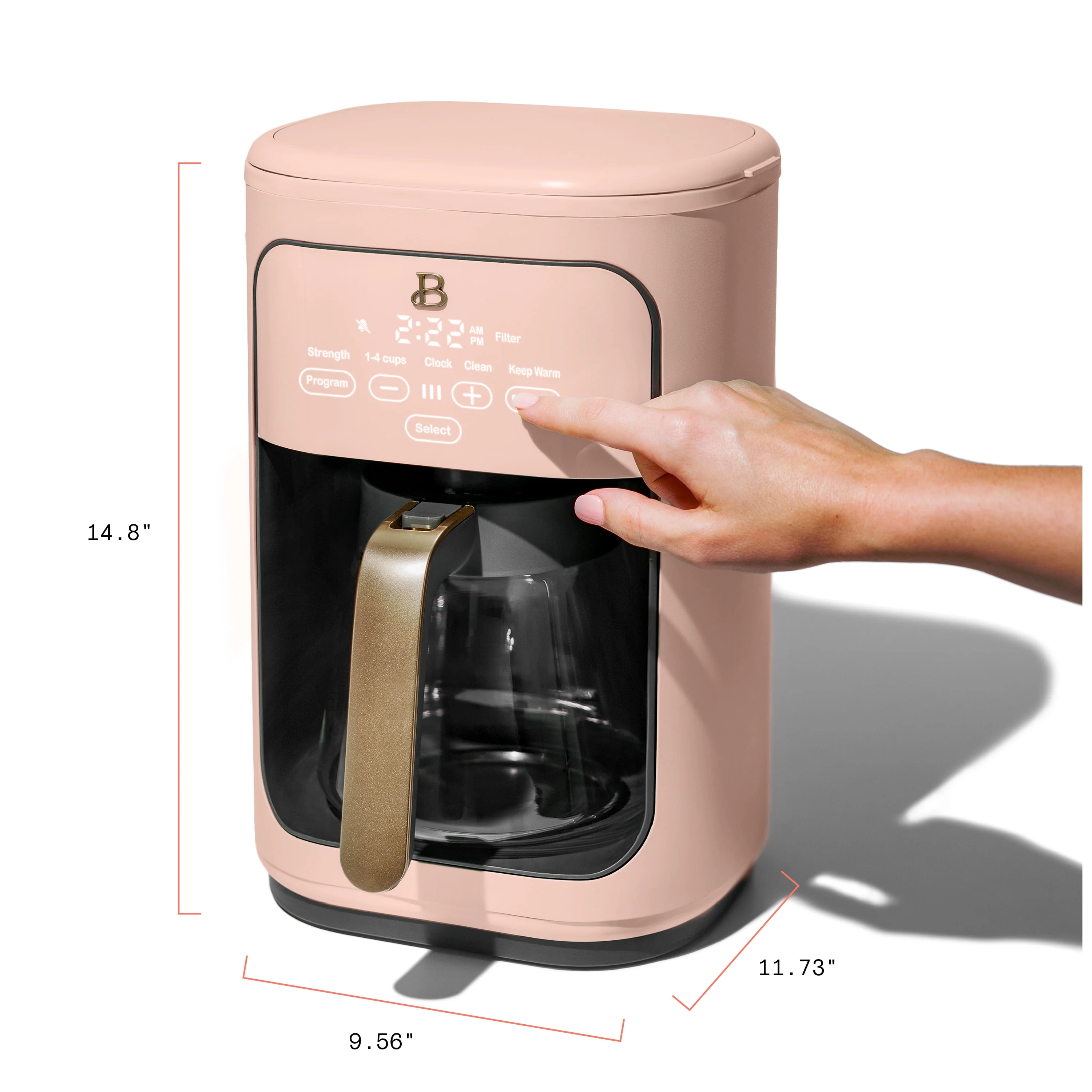 Beautiful 14-Cup Programmable Drip Coffee Maker with Touch-Activated Display, White Icing by Drew Barrymore