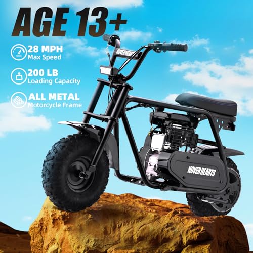 Mini Bike, Gas Dirt Bike, Minibike, Gas Powered Mini Bikes for Adults, 99cc-4 Stroke Pit Bike with Led Light, Min Dirtbike, Motorcycle Max Load 200 Lbs, Max Speed 28 Mph, Age13+