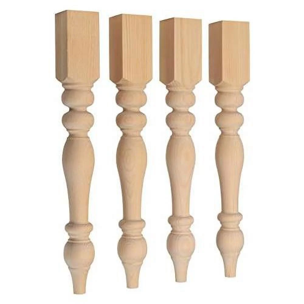 Chunky Farmhouse Table Legs - Unfinished - DIY Furniture - Turned Legs - Set Of 4 - Dimensions: 3.5" X 29"